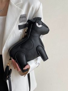 Trendy 2025 Horse Shaped Casual Crossbody Bag Womens Single Shoulder Satchel Shopping Bag Fashion Brand Soft PU Leather
