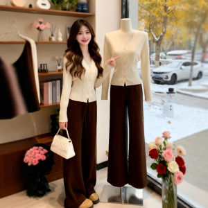 CHANGTONG | French Gentle Style V-Neck Slimming Knit Top