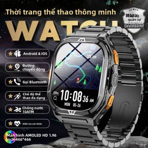 Đồng Hồ Thông Minh DAORKOW GPS Dành Cho Nam Màn Hình AMOLED HD 1.96 Inch Hơn 170 Chế Độ Thể Thao La Bàn Gọi Bluetooth Chống Nước 5ATM Theo Dõi Sức Khỏe