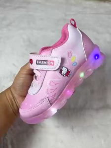 RH - Sepatu Sneakers HELLOKITTY Sepatu LED Anak Perempuan motif Lucu / Sepatu Anak Perempuan Menyala