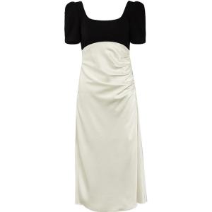 TAMMY TANGS | French Style Satin Short Sleeve Drawstring Midi Dress Slimming H-Shape Sugar Power Shopping Mall Same Style Womens Summer Dress