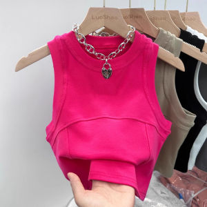 Áo Ba Lỗ Nữ Mùa Hè Mới Dáng Ôm Ngắn Không Tay Áo Khoác Ngoài Thiết Kế Nhỏ Gọn Áo Lót Cơ Bản Áo Trên Cùng Cotton 95% Polyester 5%