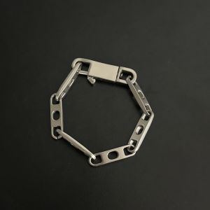 Classic Locking Clasp Bracelet made of metal adjustable and spliced punk and hip-hop style couple model.