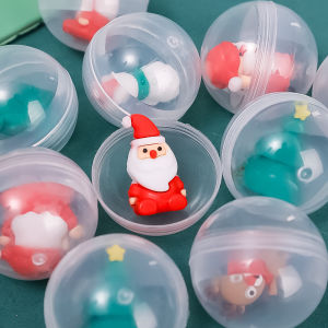 【Free Shipping】10Pcs Transparent Christmas Doll Gashapon Childrens Toy Game Arcade Gashapon Machine Bouncy Ball