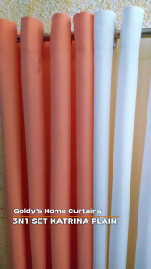 Golden55 Curtains - Plain Colors - 3N1 SET CURTAIN - 5FT/6FT/7FT - Katrina Fabric