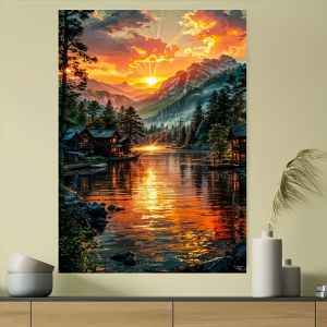 Jigsaw Puzzle for Adults 500/1000/1200/2000PCS Lake House Sunset Scenery DIY Craft Home Wall Decoration Gift Idea