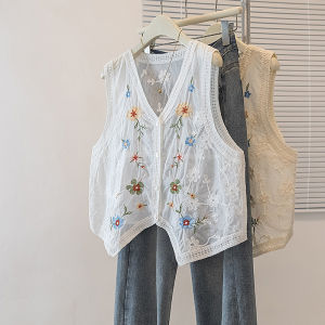 AIYITI | Embroidered Casual Vest for Plus Size Women Loose Summer