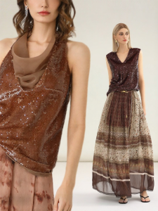 COCOBELLA | Illusion Two Piece Halter Sequin Vest