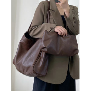 Casual Large Capacity Soft Leather Shoulder Tote Bag Womens 2025 New Style Versatile Lazy Match British Style Polyester Lining