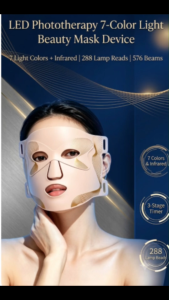 7-Color LED Light Therapy Face Mask | 288 Lamp Beads 576 Beams Pro Near-Infrared Anti-Aging Acne Treatment Phototherapy