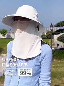 Large Brim Sun Hat with Neck Cover UV Protection Breathable Foldable Cap for Outdoor Walk