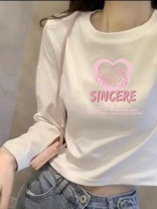 White Long Sleeve Base Shirt Womens Summer New American Style Inner Wear High Waist Short Top Slim Fit Early Autumn T-Shirt