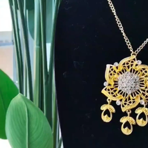 Dokoh Kerongsang Brooch Rantai Baju Kebaya Kurung Batu Premium Gold Silver Raya Nikah Budak Dewasa