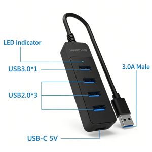 Kebidumei | Kebidumei USB 3.0 TF/SD Card Reader Multi USB Splitter Hub Type C HUB USB Expander High Speed Transfer For Computer Accessorie