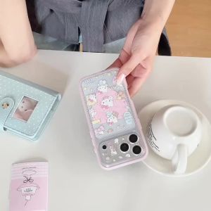 Sanrio | Ốp Điện Thoại iPhone 17/16/15/14/13 Pro Max 12 Chống Sốc TPU Họa Tiết Hello Kitty Hình Trái Tim Chấm Bi Hồng Dễ Thương - Ốp Trong Suốt