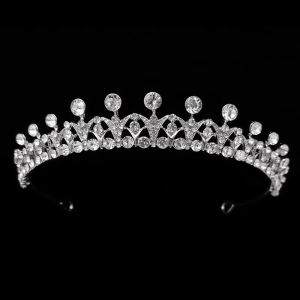 ห่วงมัดผมเพชรคริสตัลเครื่องประดับเจ้าสาวที่สวยงามมงกุฎเจ้าสาวมงกุฎพลอยเทียมโลหะผสมที่คาดผมผ้าโพกศีรษะ