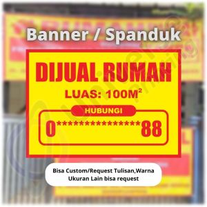 Cetak Spanduk Rumah Dijual Bangunan Dikontrakan Ruko Disewakan