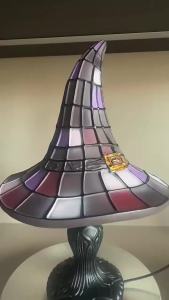 Bandai | Stained Witch Hat Table Lamp Handmade Gothic Wizard Hat Led Night Light Vintage Decor Lamp For Home Ornament Gift Witch Hat Lamp