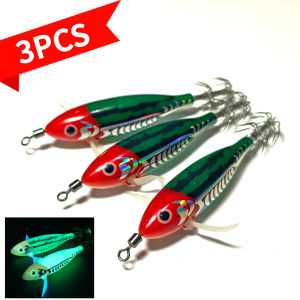 3PCS Simulation Glow Wood Shrimp Lure Lead Sinker Shrimp Bait Clamp Hook Squid Hook Sea Fishing Octopus Squid Bait