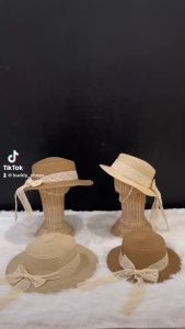 หมวกสานเด็ก Bucket English Style คาดลูกไม้สายหวาน ไซส์เด็กและผู้ใหญ่ 05-T17