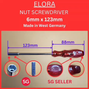 SG Stock : ELORA Nut Screwdriver 6mm. Made in West Germany. Can use to open screw from cupboards