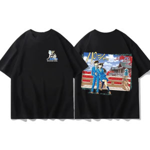 Bandai | 2026 Hot Selling Summer Fashion Anime Detective Conan Outdoor Suitable for Street Cotton Loose Round Neck T-shirt Large Size