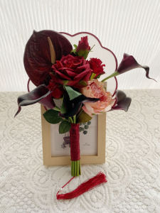 New Chinese Bridal Photography Props Phalaenopsis Folding Fan Bridal Bouquet Chinese Ancient Style Xiuhe Wedding Wedding Hand Holding Scaevola Nitida