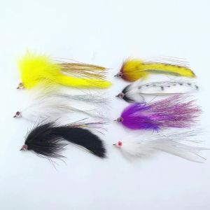 2/7pcs 2/0 3D Epoxy Eyes Zonker Streamer Fly Rabbit Strip Hare Fur Suspending Streamer Bass Trout Pike Musky Fishing Lures Baits