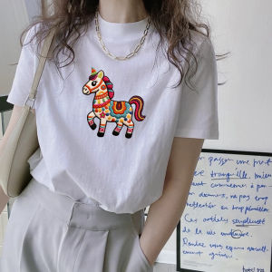 SUSHOUWANGE | Crew Neck Cartoon Printed T-Shirt