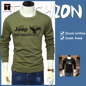 TAILOR Mens Long Sleeve T-shirts Large Size Korean Casual Simple Mens T-shirts Everyday All-match Basic Models New