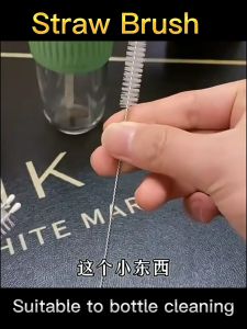 1pc Stainless steel straw brush baby bottle teat brush Straw Cleaner Brush Berus botol baby吸管刷