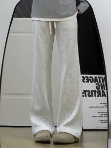 กางเกงวอร์มทรงหลวมขาตรงสีเทาสไตล์อเมริกันสำหรับผู้ชาย กางเกงขายาวทรงสลิมฟิตสำหรับใส่ไปทำงานในฤดูใบไม้ร่วง