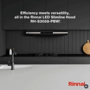 Rinnai RH-S3059-PBW Sleek & Stylish Matt Black Design LED Slimline Hood + 2 Year Local Warranty *INSTALLATION AVAILABLE*