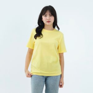 Kaos Polos Wanita Oneck Lengan Pendek Bahan Katun Combed 30s Warna Pale Yellow