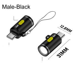 Key Chain 2.5cm USB Type C Plug LED Mini Flashlight LED Light Torches For Phone Power Banks Camping Hiking Travel Powered By Typ