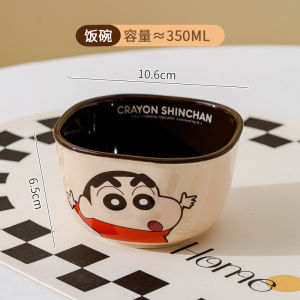 CRAYON SHINCHAN | Crayon Shin Chan Bát Sứ Hình Vuông Đầy Màu Sắc Bộ Đồ Ăn Nhà Bếp Hoạt Hình Dễ Thương Anime Mặt Trước Đĩa Quà Tặng Sinh Nhật Cho Trẻ Em