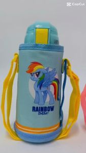 iSchoolDy Kids Cartoon My Little Pony 600ML Thermos Bottle with Straw Termos Air Botol