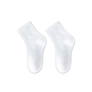 Pure Cotton Childrens Socks Mid-Calf Absorbent Sweat Wicking Sports Short Socks for Boys And Girls White Anti-Odor