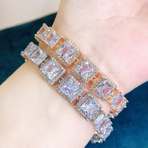 SEQUITO สร้อยข้อมือผู้หญิงที่งดงามตั้งค่าเจ้าหญิงตัดเพชรสังเคราะห์ AAA ละเอียดอ่อนจี้ตกแต่งข้อมือสำหรับงานเลี้ยงประจำวันเครื่องประดับ B338
