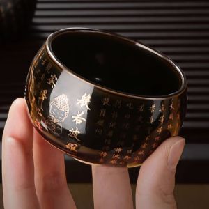 ถ้วยหัวใจพระสูตรชามชงชาถ้วยชาเซรามิกสำหรับเจ้าของถ้วยชา Zhan ถ้วยเดี่ยวชามชงชากังฟูสำหรับใช้ส่วนตัวชามชงชา