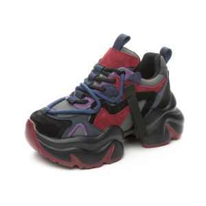 Comfortable Breathable Leather Retro Running Shoes Fashionable Casual Thick Bottom Dad Shoes for Women Outdoor Sports Sneakers