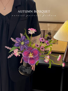 Retro Mermaid Artificial Rose Flower Bouquet Living Room Decorative Tabletop Ornament Silk Flower Simulation Home Decoration