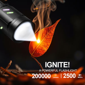 200000LM Tactical Firestarter Flashlight: A High-Power LED Torch for Outdoor Camping