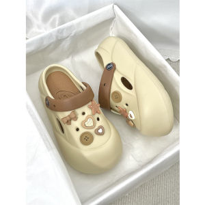 รองเท้าแตะแบบสวมหัวลายการ์ตูนน่ารักสำหรับผู้หญิงในช่วงฤดูร้อนปี 2025 รองเท้าแตะชายหาดแบบลำลองสำหรับใส่กลางแจ้ง รองเท้าแตะแบบสวมหัวแบบสองทาง