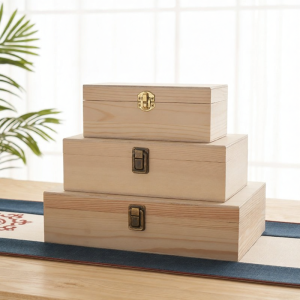 Retro Wooden Jewelry Storage Box Rectangle Flip Cover Lockable Gift Box Home Organization Desktop Storage Box Handmade Craft