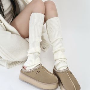 Nữ Tất Ống Dài Dệt Kim Trắng Tất Ống Cao Đến Đầu Gối Phong Cách Loli Ấm Áp Mùa Thu Mùa Đông Essential Dày Dặn Tất Gia Đình