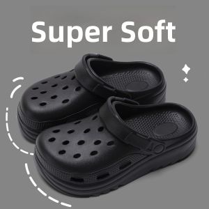Black Womens Thong Slippers 2025 New Anti-Slip Beach Thick Bottom Heightening EVA Slippers Summer Outdoor Wear Comfortable Sensation
