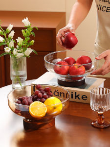 Luxurious Glass Fruit Tray Elegant Home Living Room Snack Basket High Aesthetic Value Dry Fruit Tray Tea Table Glass Plate