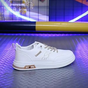 Sepatu Sneakers Strady Essential Tali Karet Casual Santai Korea Style Bahan Kulit Sintetis Warna Putih dan Cream Ukuran Standart Slip On