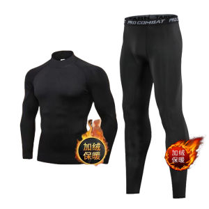 Fleece Lined High Neck Sports Tight Fit Clothing Men Women Fitness Gym Basketball Running Training Yoga Quick Dry Long Sleeve Pants